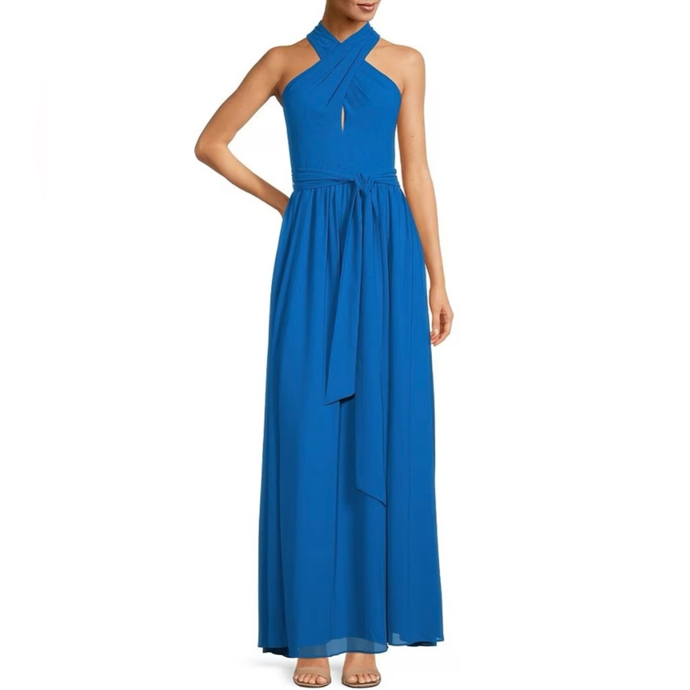 Belle Badgley Mischka Maisie Criss Cross Neck Maxi Dress